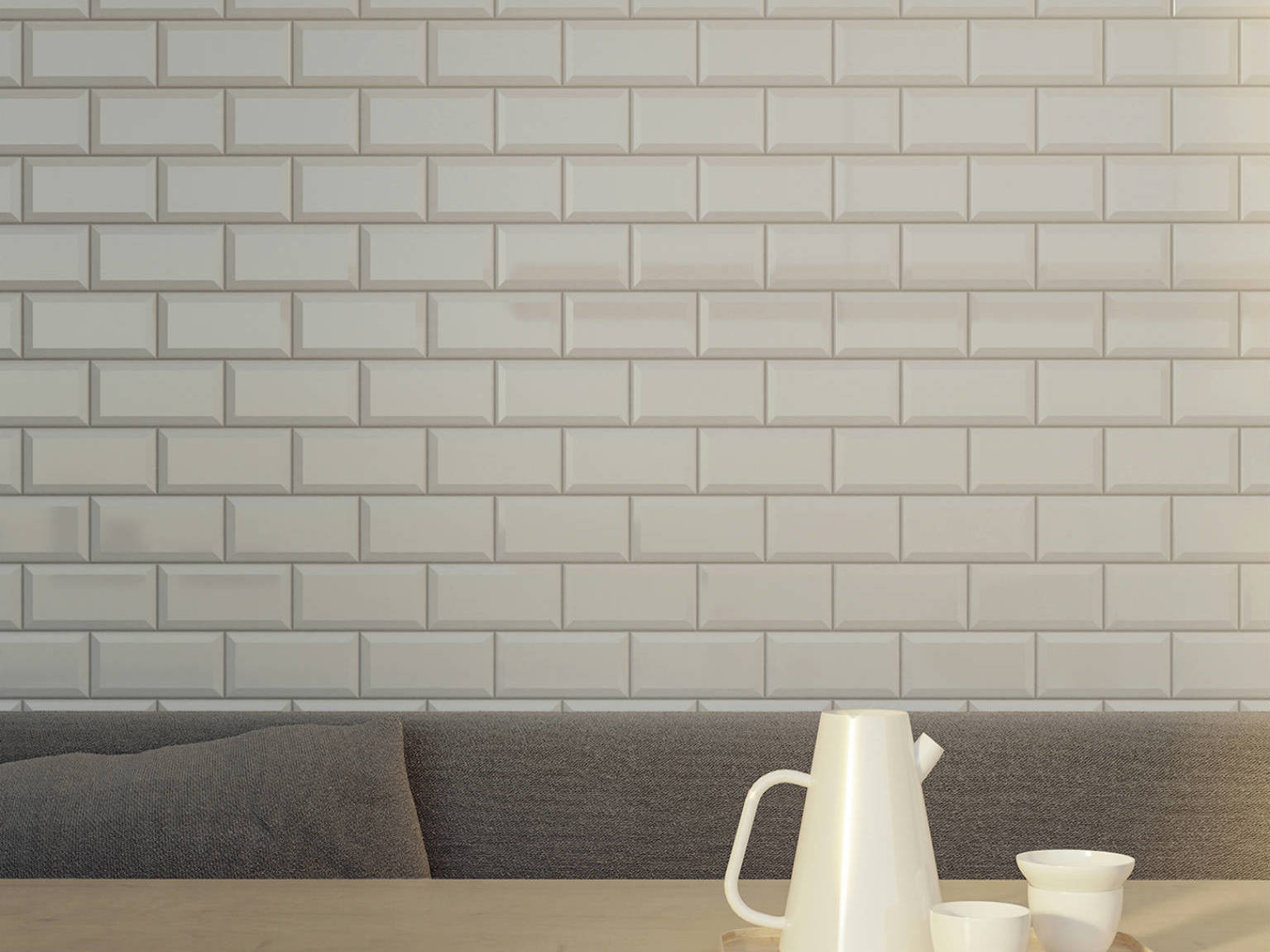 Traditions Canvas White Beveled Glossy 3x6 | Matteo Kitchens